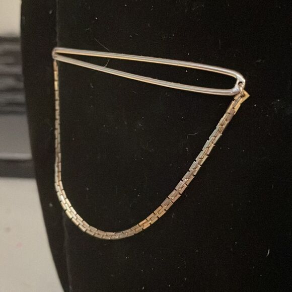 Vintage-1930s-Art Deco Hickok double gold tone tie bar w/Herringbone swag - Picture 7 of 13